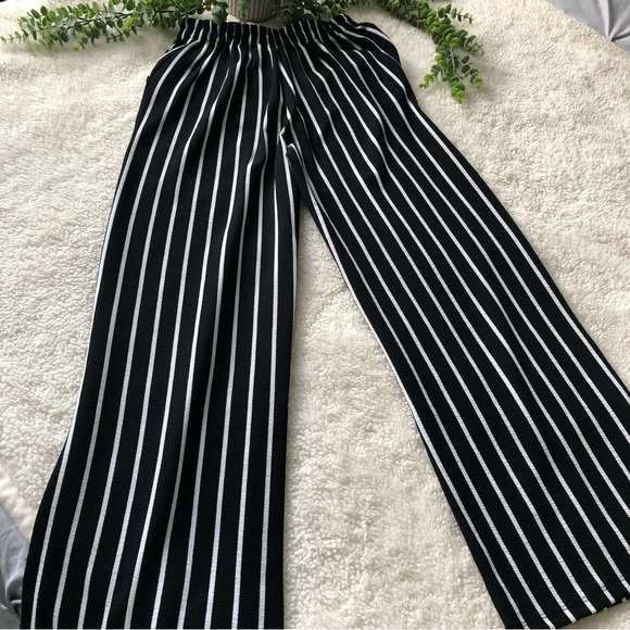 Striped wide leg pants with pockets SZ S - Picture 5 of 10